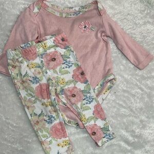 Baby Essentials Pink and Green Floral Onesie